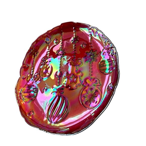 Akcam Red Turkish Carnival Glass Charger Plate 13in Christmas Ornaments New - Picture 13 of 15